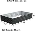 8x4x1 ft(2 Pack) Galvanized Raised Garden Bed,Outdoor Planter Box Metal Patio Kit Planting Bed for Vegetables Flowers and Succulents,Black