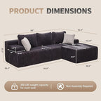 Modular Sectional Sofa Couches L-Shape Couch 3 Seat Modular Sofa Memory Foam Sectional Couches for Living Room, Cloud Couch with Oversized Chaise (Grey Stripe, 98" Right Facing Chaise)