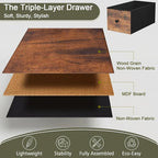 Narrow Nightstand with Charging Station, End Tables Living Room Set of 2, Skinny Side Table with Fabric Drawers, Small Sofa Table with LED Light for Bedroom, Brown, HETNDP02LBR