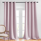 NICETOWN Room Darkening Curtains & Drapes for Living Room - Grommet Window Treatment Thermal Insulated Solid Sound Reducing Drapes for Bedroom (Baby Pink, Set of 2, W52 x L90)