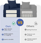 COMAX Futon Sofa Bed, 4‑in‑1 Convertible Sofa Bed, Folding Boneless Couches for Living Room, Fold Out Small Foldable Loveseat Floor Sleeper Comfy Mattress Lounge Space‑Saving, Navy Blue