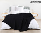 Utopia Bedding Black 100% Cotton Waffle Blanket 300 GSM [Twin - 90x72 Inch] Soft Lightweight Breathable Dorm Bed Blanket for All Season