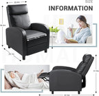 Homall Recliner Chair, Recliner Sofa for Adults, Recliners Home Theater Seating with Lumbar Support, Reclining Sofa Chair for Living Room (Leather, Dark Black)