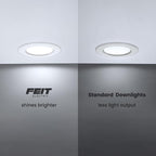 Feit Electric 5/6 Inch LED Recessed Downlight, 22.5W (120W Eqv), Dimmable, Adjustable White 2700K–5000K, Retrofit Kit, E26 Adapter, Ideal for Larger Spaces or High Ceilings, LEDR56XHO/6WYCA/4, 4 Pack