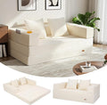 COMAX Futon Sofa Bed, 4‑in‑1 Convertible Sofa Bed, Folding Boneless Couches for Living Room, Fold Out Small Foldable Loveseat Floor Sleeper Comfy Mattress Lounge Space‑Saving, Beige