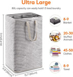 Lifewit 1 Pack Laundry Basket 80L Each, Collapsible Clothes Hamper with Reinforced Handles, Freestanding Waterproof Design for Bedroom and Laundry Room, Black 80L Total