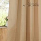 NICETOWN Burlap Linen Kitchen Window Curtains Over Sink, Grommet Thick Linen Burlap Short Window Treatments Privacy Assured with Light Filtering for Bedroom/Bathroom, W34 x L36, 2 Panels