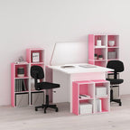Furinno PASIR Book Shelf, 2-Tier Modern Bookshelf, Open Shelves Bookcase 9 x 12 x 21, Easy Assembly, for Living Room, Bedroom, Home Office, Pink/White