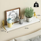 YGEOMER 23.6 Inch Floating Shelves for Wall, Farmhouse Wall Shelves for Bedroom, Bathroom Storage, Living Room and Kitchen Decor (Set of 6 White)