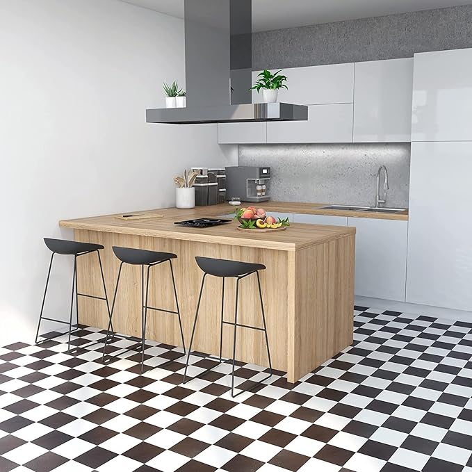 Nexus Self Adhesive 12-Inch Vinyl Floor Tiles, 20 Tiles - 12" x 12", Black/White Pattern - Peel & Stick, DIY Flooring for Kitchen, Dining Room, Bedrooms & Bathrooms by Achim Home Decor