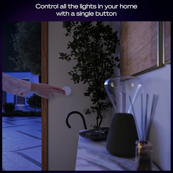 PHILIPS Hue Wireless Smart Light Switch Button, White, 1 Pack, Portable and Battery Powered, Smart Home Control, Requires Hue Bridge, Easy, No-Wire Installation