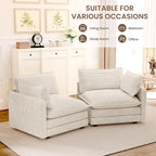 ROWHY 78'' Sectional 2 Seat Cloud Loveseat with 2 Throw Pillows, Modern Corduroy Love Seat, Cozy Sofa for Living Room, Office and Bedroom, Beige