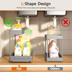 3 Pack Multi-Purpose Under Sink Organizers and Storage, 2026 L-Shaped Pull Out Cabinet Organizer for Bathroom & Kitchen, Under Cabinet Organizer with Hooks Hanging Cup, Grey