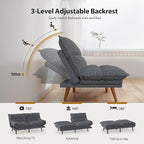 Pipishell Futon Sofa Bed, Convertible Futon Adjustable Backrest & Armrests, Corduroy Sleeper Couch for Small Spaces, Living Room, Office, Guest Room (Asphalt Grey, 66 Inch)