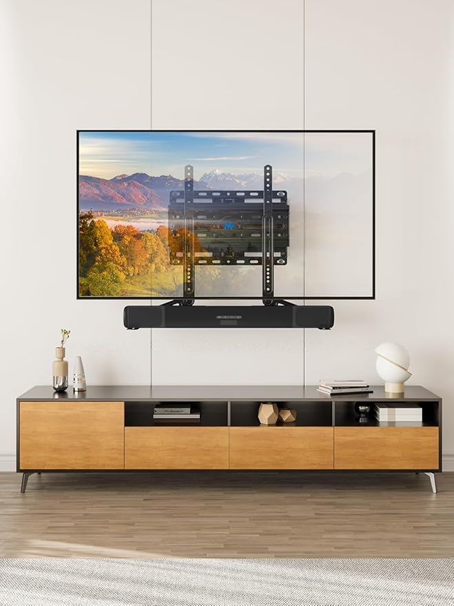 Mounting Dream Soundbar Mount Bracket for Mounting Above or Under TV Fits Most of Sound Bars Up to 15 Lbs, with Detachable Long Extension Plates MD5420