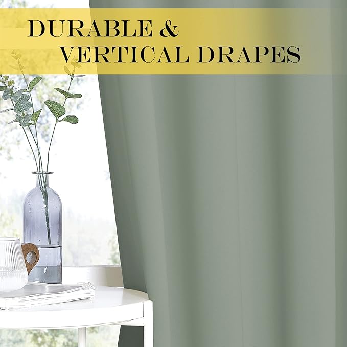 NICETOWN Blackout Sliding Glass Door Curtains, Room Darkening Thermal Insulated Curtains for Living Room Bedroom, Extra Wide Window Drapes, 1 Panel, W80 x L118, Sage Green