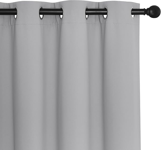 NICETOWN Room Divider Curtain 132 Inches Long, Wide Blackout Sliding Door Curtain for Bedroom, Room Darkening Privacy Window Curtain for Patio Door (1 Panel Set, Silver Grey, 80 x 132 Inch)