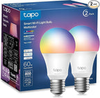 TP-Link Tapo Smart Light Bulbs, 16M Colors RGBW, Dimmable, Compatible with Alexa and Google Home, A19, 60W Equivalent, 800LM CRI>90, 2.4GHz WiFi only, No Hub Required, Tapo L530E(2-Pack)