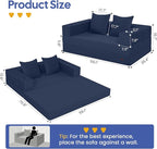 COMAX Futon Sofa Bed, 4‑in‑1 Convertible Sofa Bed, Folding Boneless Couches for Living Room, Fold Out Small Foldable Loveseat Floor Sleeper Comfy Mattress Lounge Space‑Saving, Navy Blue