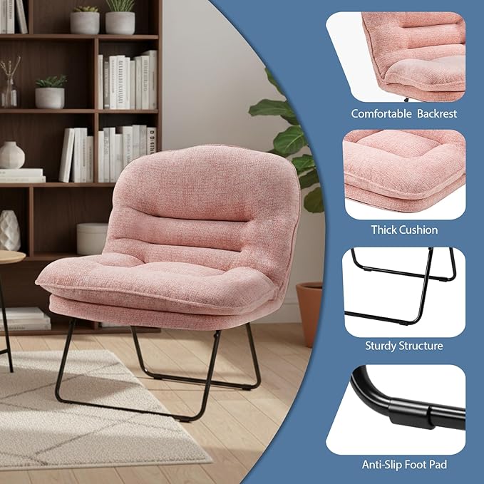DUMOS Comfy Saucer Chair,Foldable Padded Chairs for Bedroom, Dorm & Gaming, Foldable Fashion Floor Chair with Back Support for Small Spaces,Hot New Pink