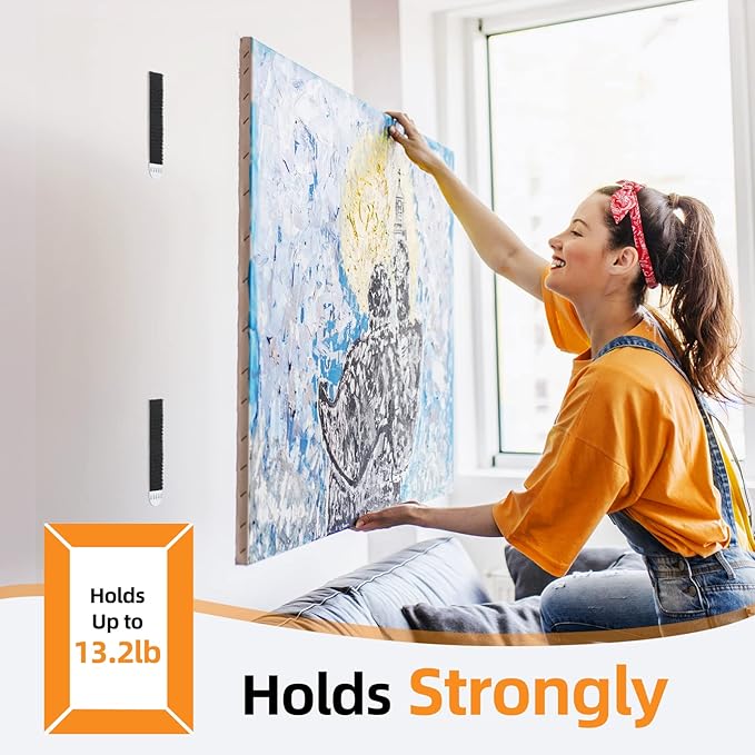 XL Picture Hanging Strips Heavy Duty, 40 Strips Damage Free Removal Picture Hangers for Wall, Sticky Hook & Loop Adhesive Strips for Poster/Picture/Home/Office, 20 Pairs/X-Large, Black