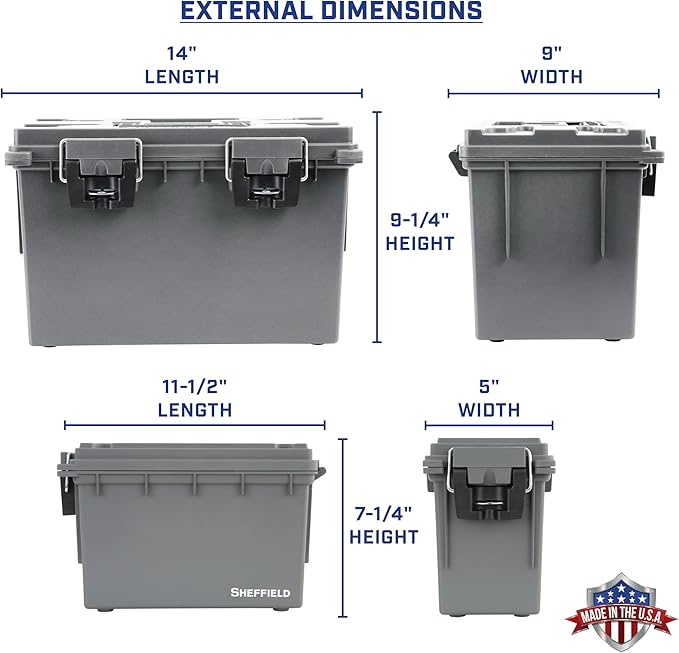 Sheffield 12755 Storage Bins With Lids, 2-Pack Stackable Storage Bins, Made in USA, Lockable and Water-Resistant Containers with Lids, Plastic Containers for Home, Classroom, and Dorm