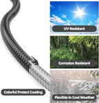 SPECILITE 100ft 304 Stainless Steel Garden Hose Metal, Heavy Duty Water Pipe with Nozzles for Yard, Outdoor - Flexible, Never Kink & Tangle, Puncture Resistant (Black)