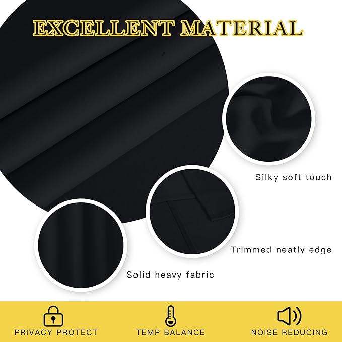 NICETOWN Blackout Curtain Drape 84 inches Length - Light Reducing Thermal Insulated Solid Grommet Blackout Window Treatment for Living Room (1 Piece, W66 x L84, Black)