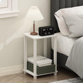 Furinno Simplistic Night Stand, 2-Tier Small Nightstand with Open Shelf, Toolless Assembly Bedside Table, End Table, Side Table, for Bedroom, Closet, Dorm, White