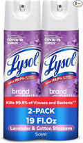 Lysol Disinfectant Spray, Sanitizing and Antibacterial Spray, For Disinfecting and Deodorizing, Lavender & Cotton Blossom Scent, 19 Oz (Pack of 2)