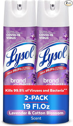 Lysol Disinfectant Spray, Sanitizing and Antibacterial Spray, For Disinfecting and Deodorizing, Lavender & Cotton Blossom Scent, 19 Oz (Pack of 2)