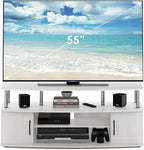Furinno JAYA Large Entertainment Stand for TV Up to 55 Inch, White Oak/Chrome
