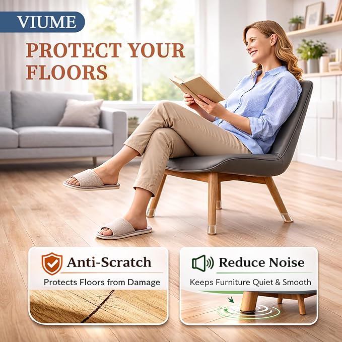 24 Pcs Chair Leg Floor Protectors for Hardwood Floors Silicone Covers to Protect Wood Tile Floors Scratches Felt Pads Furniture Leg Caps No Noise (Fit:0.5"-0.78")