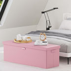 DocSafe Storage Ottoman Bench, Fireproof＆Waterproof Folding Bench with Lock(15”x 43”x15”), Leather Storage Chest with Handles＆2 Extra Boxes, Ottoman Safe for Bedroom,Living Room,Home Office, Pink