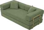 4-in-1 Folding Convertible Sofa Bed, 78 Inch Oversized Corduroy Upholstered Boneless Couch, Loveseat Sleeper with Pull Out Bed, Floor Sofa Modular Futon Couch for Living Room Bedroom Lounge, Green
