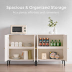 Modern Buffet Cabinet with Storage, 34" Tall Fluted Arched Sideboard Cabinet w/Adjustable Shelves, Wooden Modular Coffee Bar for Dining Room, Kitchen, Living Room, Entryway, White