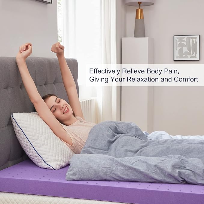 SINWEEK 4 Inch Gel Memory Foam Mattress Topper Ventilated Soft Pressure Relieve Mattress Pad, Breathable Bed Topper, CertiPUR-US Certified, Full Size