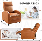 Homall Recliner Chair, Recliner Sofa PU Leather for Adults, Recliners Home Theater Seating with Lumbar Support, Reclining Sofa Chair for Living Room (Khaki, Leather)