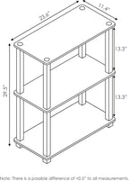 Furinno TURN-S-TUBE Storage Shelves, 3-Tier Book Shelf, Corner Shelf, Toolless Open Shelves, for Organization and Storage, Living Room, Garage, Home Office, Black