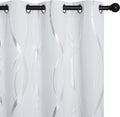 NICETOWN Greyish White Wave Line Printed Curtain 2 Panels Set for Cafe, 42 by 54, Room Darkening Window Treatment Thermal Insulated Grommet Top Drapes for Bedroom