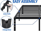 Metal Bed Frame,Queen Size Bed Frame with Storage Space,Heavy Duty Sturdy Mattress Foundation,Easy Assembly,No Box Spring Needed, Black,18 Inch,Queen