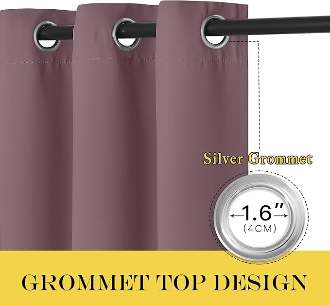 NICETOWN Room Divider Curtain 132 Inches Long, Wide Blackout Sliding Door Curtain for Bedroom, Room Darkening Privacy Window Curtain for Patio Door (1 Panel Set, Dry Rose, 80 x 132 Inch)
