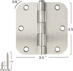 90 Pack Satin Nickel Door Hinges 3.5 x 3.5 Inch Interior 3 1/2 Inch Door Hinges for Doors Rounded 5/8" Radius Corners Flat Iron Hinge 3 ½"x 3 ½" Door Hardware Controls