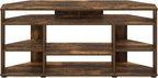 Furinno BESI TV Stand, No Tools Assembly Industrial Style Entertainment Center, TV Console for TV up to 46 Inch, for Living Room, Bedroom, Amber Pine