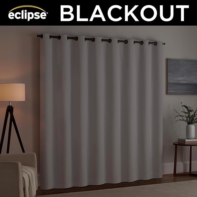 Eclipse Extra Wide Grommet Curtain, Kendall Sliding Patio Door Curtain Panel, Solid Textured Thermal Insulated and Noise Reducing Curtains, (1 Panel), 84 in Long x 100 in Wide, White (Pack of 2)
