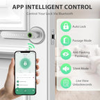 Smart Door Lock with Knob, Keyless Entry Door Locks with Handle, Fingerprint Door Knob for Bedroom/Front Door/Apartment,Generate Passcode Remotely Silver
