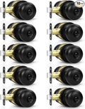 Estmoon 10 Pack Privacy Door Knobs for Bedroom Bathroom, Matte Black Door Handle with Lock Round Ball Interior Knobs for Bedroom/Bathroom, Heavy Duty Handle for Left Right Sided Doors