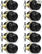 Estmoon 10 Pack Privacy Door Knobs for Bedroom Bathroom, Matte Black Door Handle with Lock Round Ball Interior Knobs for Bedroom/Bathroom, Heavy Duty Handle for Left Right Sided Doors
