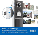 Tapo 2K+ Wired or Battery Powered Smart Video Doorbell with Chime - 180° Field of View, Person/Vehicle/Package Detection, Ring Call, 2-Way Audio, Subscription-Free Local Storage or Optional Cloud,D225