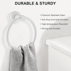 SetSail Towel Holder for Bathroom Wall White Towel Ring Stainless Steel Hand Towel Holder Screw-in Towel Hanger for Bathrooms, 3 Packs